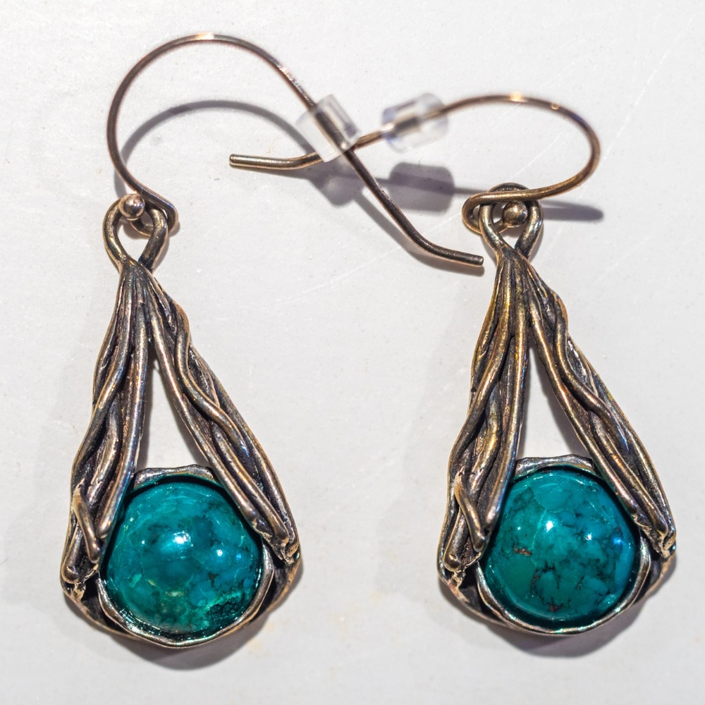 Noa Zuman Israel Green Chyrsoprase Dangle Earrings